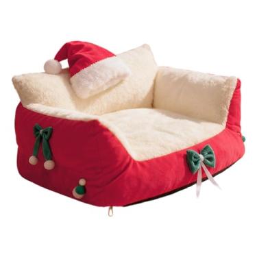 Imagem de Ｂｅｓｇａ Cama para gato de estimação, casinha para gato, acessórios para brincar, canil, descanso confortável, caverna fofa, casa de inverno portátil para, Vermelho 50x35x25cm