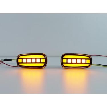 Imagem de 2 peças de luz de sinalização lateral de LED intermitente sequencial dinâmica para Toyota Scion XA XB 2003-2006 luz de seta para para-choque dianteiro + lâmpada indicadora DRL (tipo B)