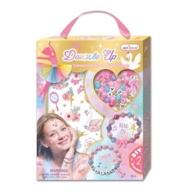 Imagem de Hot Focus Kit de berloques de pulseira DIY com miçangas para crianças e tatuagens temporárias para meninas – Sonho de bailarina