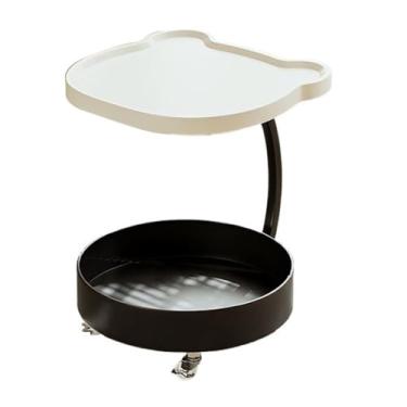 Imagem de Mesa lateral minimalista sofá móvel mesa lateral bonito minimalista pequeno carrinho sala de estar prateleira com rodas mesa de cabeceira (branca)