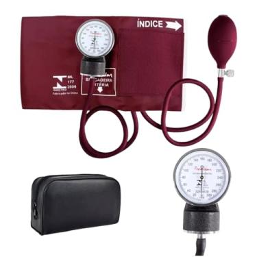 Imagem de Esfigmomanometro Aneroide Premium, Braçadeira Resistente, Medidor de Pressão de Braço Manual (Vinho)