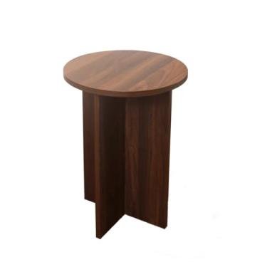 Imagem de Mesa lateral minimalista redonda sofá mesa lateral café, cabeceira pequena adequada para sala de estar, quarto, espaço (marrom)
