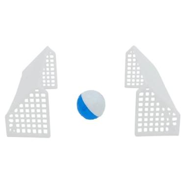 Imagem de Kit Trave Golzinho Futebol + Bolinha Plástica Topo Bolo Rede e Bola Decoração Festa Infantil Mini Brinquedo Nacional (Bola Azul e Branco)