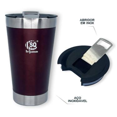 Imagem de Lançamento Copo Térmico Cerveja Abridor 500Ml - Vermelho