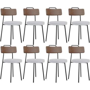Imagem de Kit 08 Cadeiras Estofada Para Sala De Jantar Barcelona L02 material si