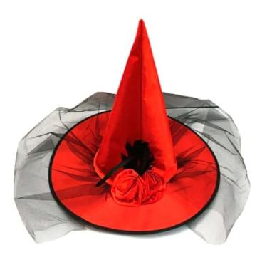 Imagem de Chapéu Bruxa Adulta Com Véu de Luxo pra Fantasia de Halloween
