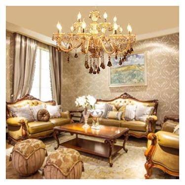 Imagem de RENDJGOU Lustre de cristal de 15 braços grande pendente de luz de teto, lustre de teto, MJ-828