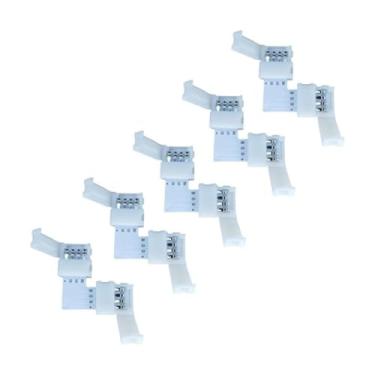 Imagem de Kit 5 Conector L Emenda Rapida 10mm 4 Vias Fita Led Rgb 5050