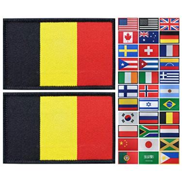 Imagem de JBCD Pacote com 2 remendos da bandeira da Bélgica, emblema tático da bandeira do orgulho para roupas, chapéu, equipe militar