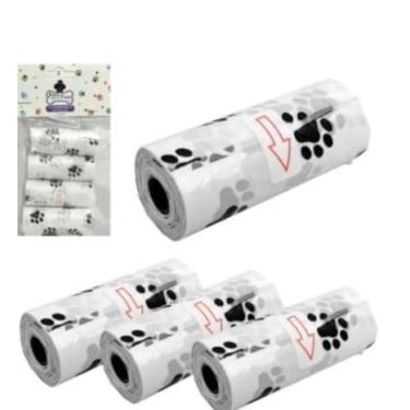 Imagem de Conjunto de Refis Cata Caca Pet Saquinhos Higiênicos para Fezes Coco Cães e Gatos 4 Rolos 60 Saquinhos Biodegradáveis Resistente Coloridos Premium