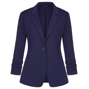 Imagem de Blazer MINTLIMIT, paletó feminino, lapela entalhada, azul marinho, S