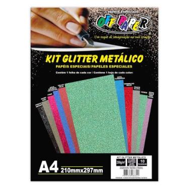Imagem de Kit Glitter Metálico Off Paper 10 Folhas Sortidas