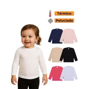 Imagem de Kit 4 Blusas Térmicas Infantil Menina Manga Longa Blusas Térmicas Mang