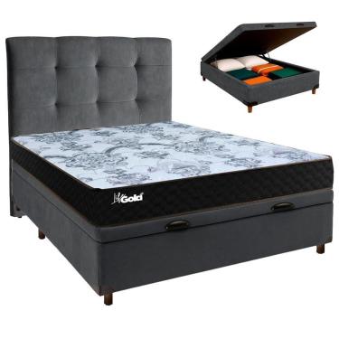 Imagem de Cama + Bau Blindado E Colchão Molas Ensacadas Casal - Life Gold Paropas + Cabeceira