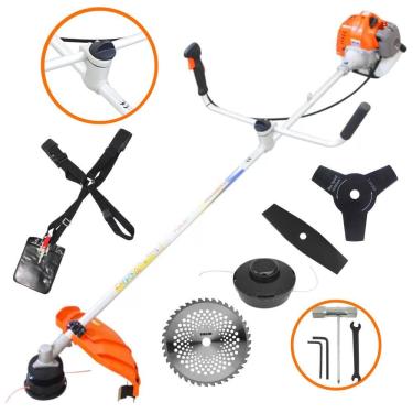 Imagem de Aparador de Grama Completo Vulcan VR430P À Gasolina 2 Tempos 43cc 10.000rpm 1,7HP de Potência Roçadeira Com Kit 3 Lâminas de Corte e Cabeçote de Nylon