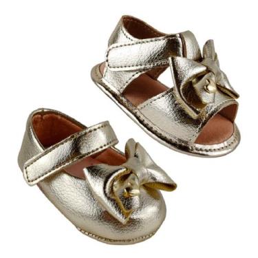 Imagem de Kit 2 Pares Sapatilha Sandália Infantil Bebê Menina Dourada Festa - Be