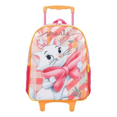 Imagem de Mochila Escolar Gatinha Marie Rodinhas Meninas Original Rosa - Xeryus