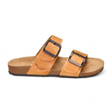 Imagem de Sandalia Papete Em Couro Masculino Unissex - Hillsshoes, 39, Caramelo