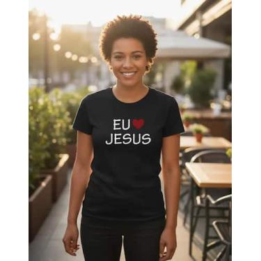 Imagem de Camiseta Jesus Amor Coração Fé Cristã Feminina Blusinha Baby Look - Bl
