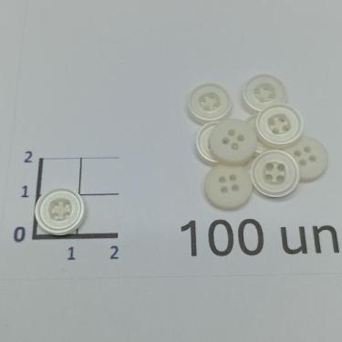 Imagem de Botões Branco 11mm 4 Furos SemiBrilho 50Un 100Un 200Un vestidos unifor