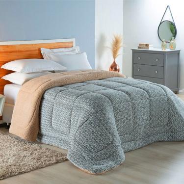 Imagem de Edredom Coberdrom Sonobom Queen Sherpa e Manta - Rosê Cinza