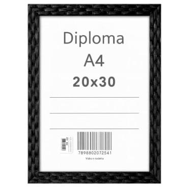 Imagem de Moldura A4 30x20 De Madeira Preta Com Vidro Foto Diplomas Certificados