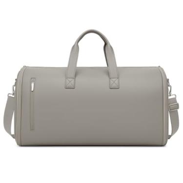 Imagem de Dynamart Bolsa Porta Terno de Viagem, Nylon Impermeável, Grande 60L, com Compartimento para Sapatos e Roupas, Dobrável, Alça Ajustável, 60x32x30 cm (Cinza)