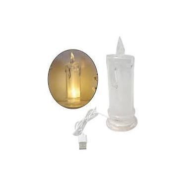 Imagem de Vela LED Decorativa de Natal, 17,78 cm, Prata, Sem Fio, Funciona com Pilha