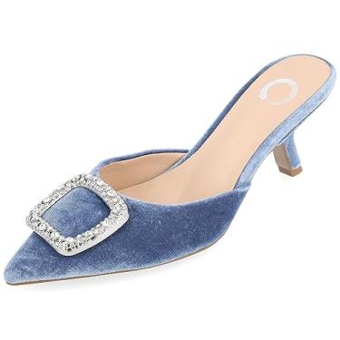 Imagem de Journee Collection Womens Rishie Slip On Kitten Heel Mule Pump Blue 8 Medium Womens US