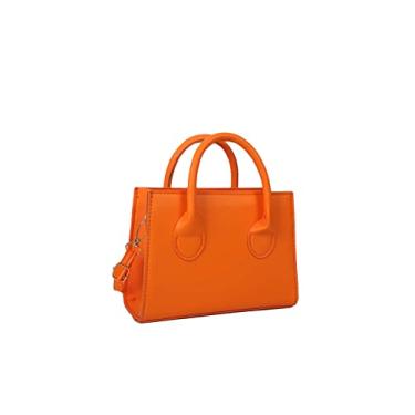 Imagem de GORGLITTER Bolsa tiracolo feminina pequena com alça dupla, bolsa de ombro transversal quadrada, Laranja, One Size