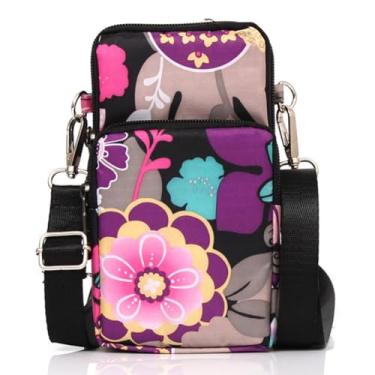 Imagem de Bolsas transversais leves pequenas bolsas para celular mini carteiras de pulso bolsa de ombro bolsa de braço bolsa de mão, Flor roxa, Small, Bolsa transversal pequena