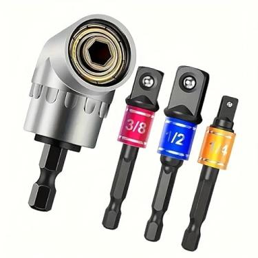 Imagem de Conjunto de ferramentas elétricas de grau de impacto de 4 peças com adaptador de soquete e extensão - Construção de metal durável, inclui brocas de haste sextavada de 1/10.2 cm, 3/20.3 cm, 1/5.1 cm