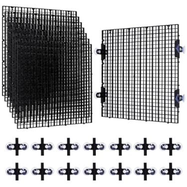 Imagem de BENECREAT 8 peças divisórias de plástico para aquário com 16 ventosas, placa de grade de isolamento de aquário de 29 x 29 cm para separar peixes diferentes, preto