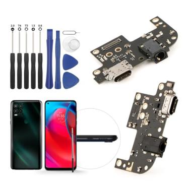Imagem de Conector Dock para Motorola Moto G Stylus 5G 2021 XT2131 Cabo flexível de substituição para Motorola Moto G Stylus 5G 2021 Conector USB Dock Board com ferramentas (preto)