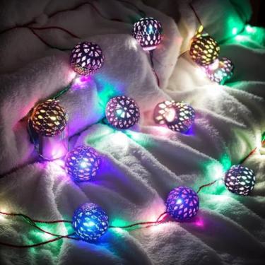 Imagem de Luzes de fadas marroquinas com cordão de globo oco luzes decorativas de LED para quarto, pátio, jardim, Natal, casamento