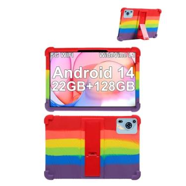 Imagem de Capa para tablet SKYEGG K11 de 25 cm, capa de silicone macio para tablet FJIASTB com suporte ajustável para tablet SKYEGG de 10 polegadas, à prova de quedas (arco-íris)