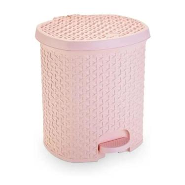 Imagem de Lixeira Rattan Com Pedal Para Banheiro 6 L Para Quarto Bebê