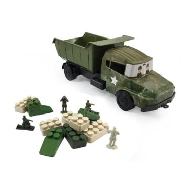 Imagem de Caminhão Militar 15 Peças Simotoys, Caminhão Caçamba Infantil Com Soldadinhos E Peças De Montar, Colorido, Estímulo E Imaginação Estratégica, Brincadeira Criativa E Divertida, Fabricando Diversão Desd