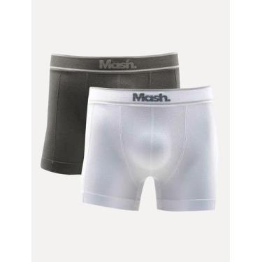 Imagem de Cueca Mash Boxer Microfíbra Seamlss Gray Sash Branca/Chumbo Pack 2UN, 