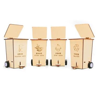 Imagem de Conjunto de lixeira de madeira Science Kits, 4 peças de bricolage para
