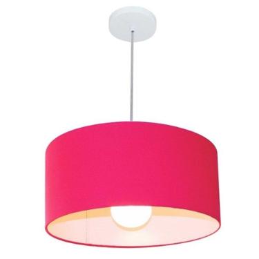 Imagem de Lustre Pendente Cilíndrico Free Lux Para Mesa De Jantar, Sala, Quarto, Churrasqueira E Balcão. Pink Tam: 50x21cm
