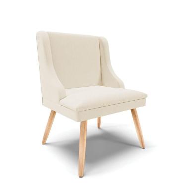 Imagem de Cadeira Linho Grosso Bege Pés Palito Natural