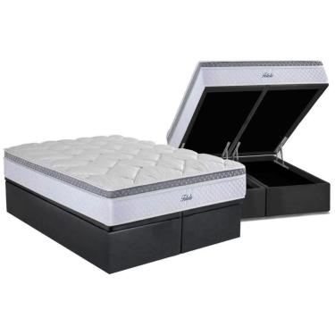 Imagem de Cama Box Baú Queen: Colchão Molas Ensacadas Herval Masterpocket Toledo + Base Gray(158X198)