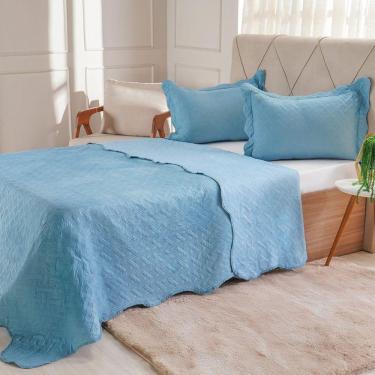 Imagem de Kit Cobre Leito King Ultra Lisse Lisa New 250x270cm Azul Estonado
