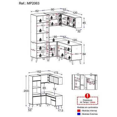 Imagem de Cozinha Completa De Canto Veneza Gb Mp2063 Com Armário E Balcão Preta