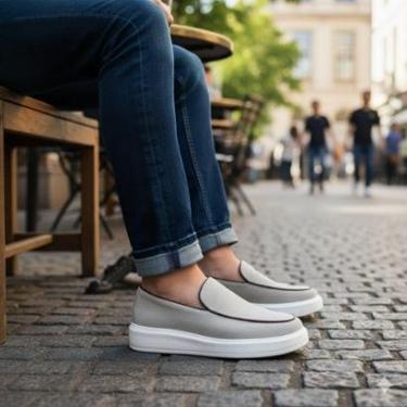 Imagem de Tênis Mocassim Masculino em Couro Nobre Sola Alta confort-Masculino