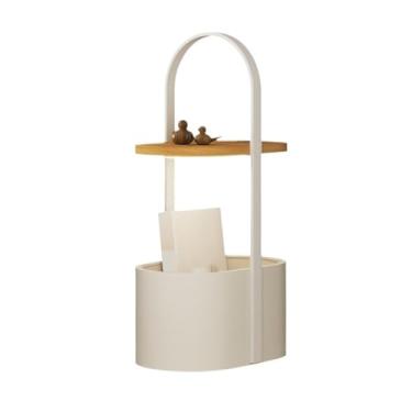 Imagem de Luminária de chão Candeeiro de pé com prateleiras madeira maciça, candeeiro moderno 3 temperaturas cor para sala estar, quarto(Branco)