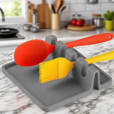 Imagem de Descanso de colher de silicone para balcão de cozinha, suporte de utensílios de cozinha para colher de cozinha, escova de óleo, utensílios de cozinha, presentes de cozinha, suprimentos de panificação