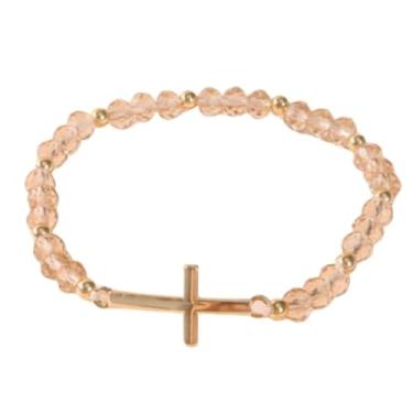 Imagem de XAM Pulseiras coloridas com pingente de cruz - Joias multicoloridas de cristal elástico para mulheres, presentes religiosos e espirituais, Adjustable, Vidro, Sem Pedra Preciosa