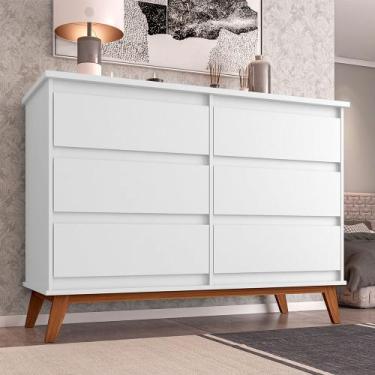 Imagem de Cômoda para Quarto Organizadora Londres com 6 Gavetas - Branco - LUZ D